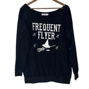 Halloween Sweatshirt Frequent Flyer Witch‎ Graphic Pullover Top